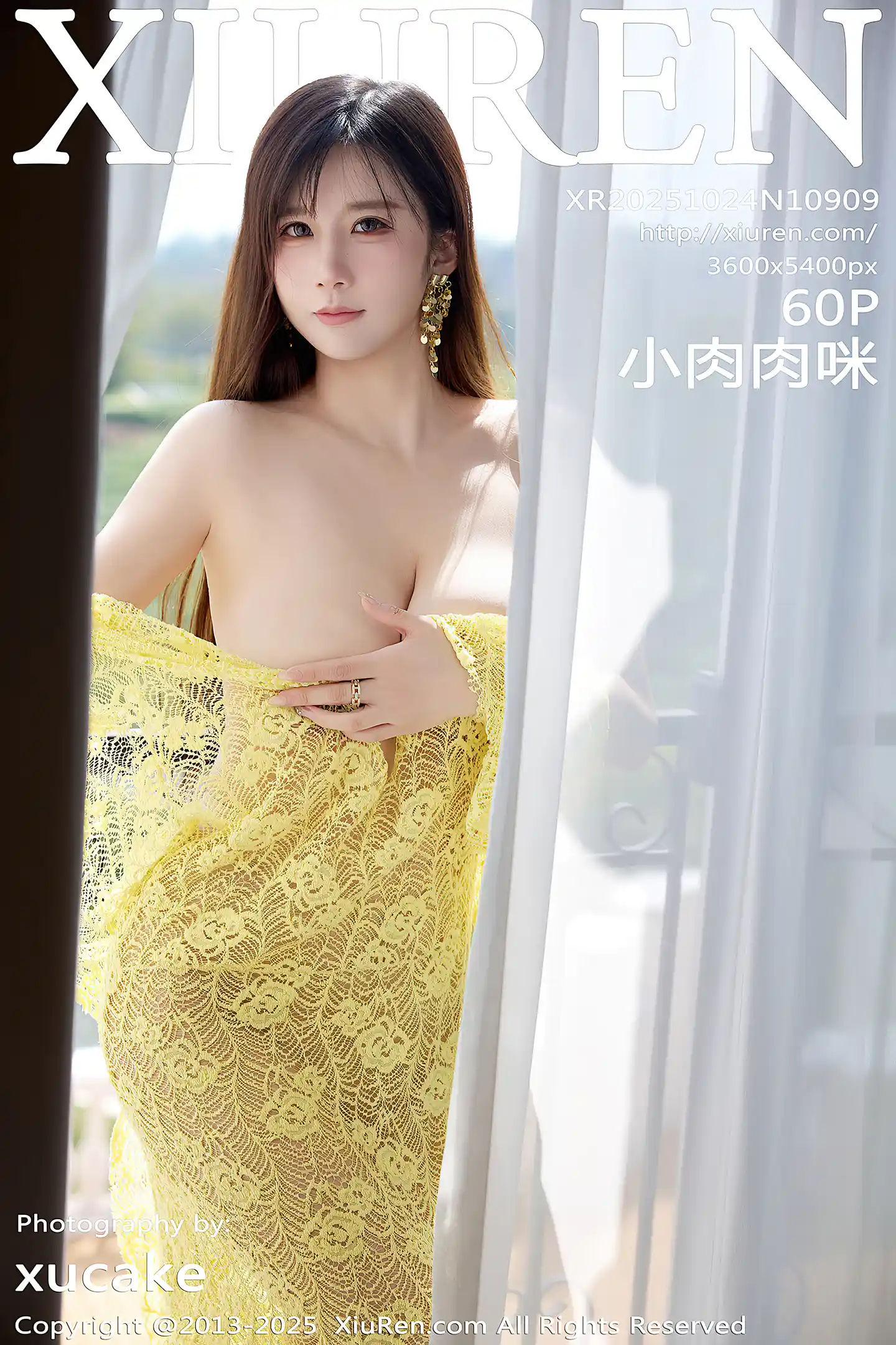 [XiuRen秀人网]No.10909_模特小肉肉咪性感黄色复古蕾丝连衣裙秀丰满身材惹火诱惑写真60P-秀人网 - XiuRen.Pro
